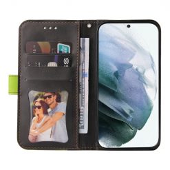 Kryty na mobil | Peňaženkové puzdro Stitching čierno-zelené – Samsung Galaxy S22 Ultra | Kryty na mobil
