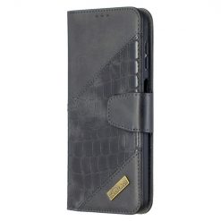 Kryty na mobil | Peňaženkové puzdro Crocodile Texture čierne – Samsung Galaxy A12 / M12 | Kryty na mobil