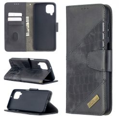 Kryty na mobil | Peňaženkové puzdro Crocodile Texture čierne – Samsung Galaxy A12 / M12 | Kryty na mobil