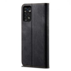 Peňaženkové puzdro Denim Texture čierne – Xiaomi Redmi Note 11s / Note 11 4G | Kryty na mobil Kryty na mobil | Peňaženkové puzdro Denim Texture čierne – Xiaomi Redmi Note 11s / Note 11 4G | Kryty na mobil