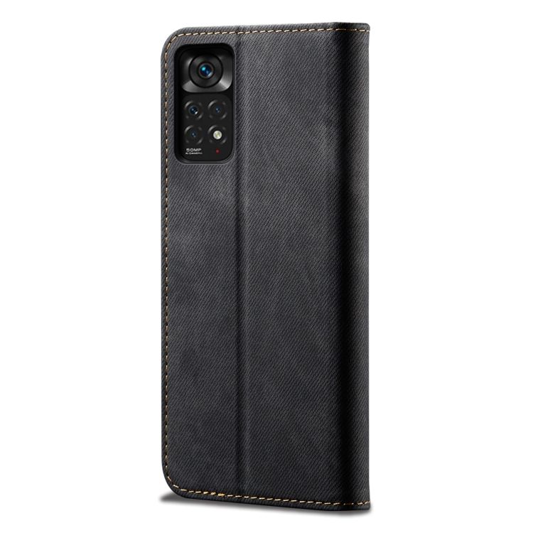 Peňaženkové puzdro Denim Texture čierne – Xiaomi Redmi Note 11s / Note 11 4G | Kryty na mobil Kryty na mobil | Peňaženkové puzdro Denim Texture čierne – Xiaomi Redmi Note 11s / Note 11 4G | Kryty na mobil