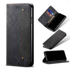 Peňaženkové puzdro Denim Texture čierne – Xiaomi Redmi Note 11s / Note 11 4G | Kryty na mobil Kryty na mobil | Peňaženkové puzdro Denim Texture čierne – Xiaomi Redmi Note 11s / Note 11 4G | Kryty na mobil