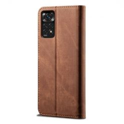 Peňaženkové puzdro Denim Texture hnedé – Xiaomi Redmi Note 11s / Note 11 4G | Kryty na mobil Kryty na mobil | Peňaženkové puzdro Denim Texture hnedé – Xiaomi Redmi Note 11s / Note 11 4G | Kryty na mobil