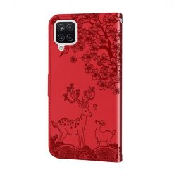Kryty na mobil | Peňaženkové puzdro Embossing Pattern Jeleň červené – Samsung Galaxy A12 / M12 | Kryty na mobil