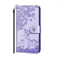 Kryty na mobil | Peňaženkové puzdro Embossing Pattern Jeleň fialové – Samsung Galaxy A12 / M12 | Kryty na mobil