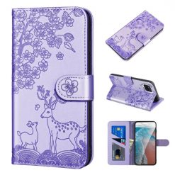 Peňaženkové puzdro Embossing Pattern Jeleň fialové – Samsung Galaxy A12 / M12 | Kryty na mobil Kryty na mobil | Peňaženkové puzdro Embossing Pattern Jeleň fialové – Samsung Galaxy A12 / M12 | Kryty na mobil