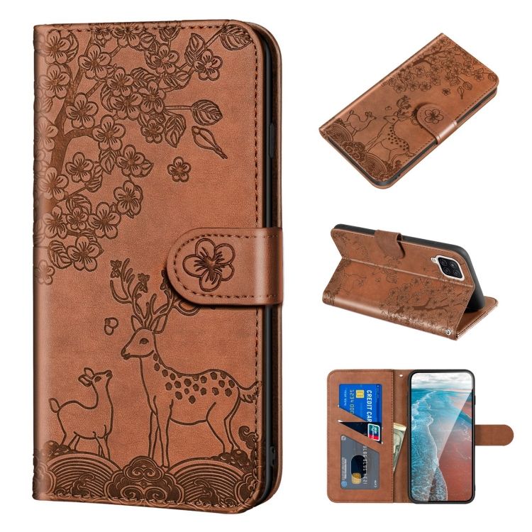 Peňaženkové puzdro Embossing Pattern Jeleň hnedé – Samsung Galaxy A12 / M12 | Kryty na mobil Kryty na mobil | Peňaženkové puzdro Embossing Pattern Jeleň hnedé – Samsung Galaxy A12 / M12 | Kryty na mobil