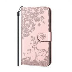 Kryty na mobil | Peňaženkové puzdro Embossing Pattern Jeleň ružové – Samsung Galaxy A12 / M12 | Kryty na mobil