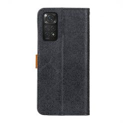Kryty na mobil | Peňaženkové puzdro Embossing Pattern Kvety čierne – Xiaomi Redmi Note 11S / Note 11 4G | Kryty na mobil