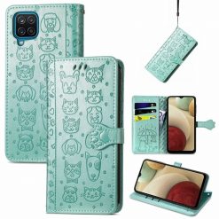 Peňaženkové puzdro Embossing Pattern Pes a Mačka zelené – Samsung Galaxy A12 / M12 | Kryty na mobil Kryty na mobil | Peňaženkové puzdro Embossing Pattern Pes a Mačka zelené – Samsung Galaxy A12 / M12 | Kryty na mobil