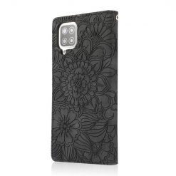 Kryty na mobil | Peňaženkové puzdro Embossing Pattern Slnečnica čierne – Samsung Galaxy A12 / M12 | Kryty na mobil