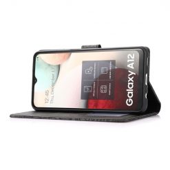 Kryty na mobil | Peňaženkové puzdro Embossing Pattern Slnečnica čierne – Samsung Galaxy A12 / M12 | Kryty na mobil