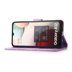Kryty na mobil | Peňaženkové puzdro Embossing Pattern Slnečnica fialové – Samsung Galaxy A12 / M12 | Kryty na mobil