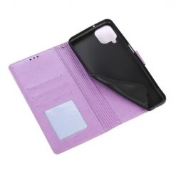 Kryty na mobil | Peňaženkové puzdro Embossing Pattern Slnečnica fialové – Samsung Galaxy A12 / M12 | Kryty na mobil