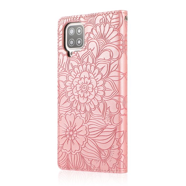 Peňaženkové puzdro Embossing Pattern Slnečnica ružové – Samsung Galaxy A12 / M12 | Kryty na mobil Kryty na mobil | Peňaženkové puzdro Embossing Pattern Slnečnica ružové – Samsung Galaxy A12 / M12 | Kryty na mobil