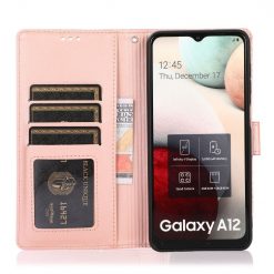 Peňaženkové puzdro Embossing Pattern Slnečnica ružové – Samsung Galaxy A12 / M12 | Kryty na mobil Kryty na mobil | Peňaženkové puzdro Embossing Pattern Slnečnica ružové – Samsung Galaxy A12 / M12 | Kryty na mobil