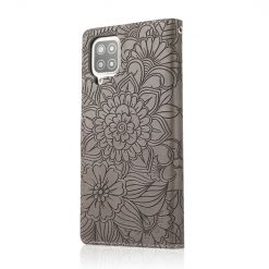 Kryty na mobil | Peňaženkové puzdro Embossing Pattern Slnečnica sivé – Samsung Galaxy A12 / M12 | Kryty na mobil
