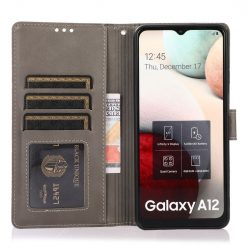 Kryty na mobil | Peňaženkové puzdro Embossing Pattern Slnečnica sivé – Samsung Galaxy A12 / M12 | Kryty na mobil