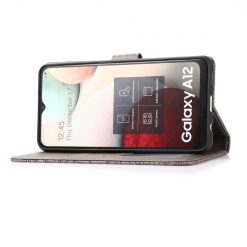 Kryty na mobil | Peňaženkové puzdro Embossing Pattern Slnečnica sivé – Samsung Galaxy A12 / M12 | Kryty na mobil