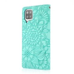 Kryty na mobil | Peňaženkové puzdro Embossing Pattern Slnečnica zelené – Samsung Galaxy A12 / M12 | Kryty na mobil