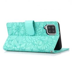 Kryty na mobil | Peňaženkové puzdro Embossing Pattern Slnečnica zelené – Samsung Galaxy A12 / M12 | Kryty na mobil