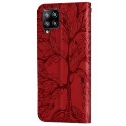 Kryty na mobil | Peňaženkové puzdro Embossing Pattern Strom červené – Samsung Galaxy A12 / M12 | Kryty na mobil