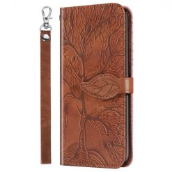 Kryty na mobil | Peňaženkové puzdro Embossing Pattern Strom hnedé – Samsung Galaxy A12 / M12 | Kryty na mobil
