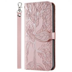 Kryty na mobil | Peňaženkové puzdro Embossing Pattern Strom ružové – Samsung Galaxy A12 / M12 | Kryty na mobil