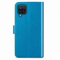 Peňaženkové puzdro Embossing Pattern Štvorlístok modré – Samsung Galaxy A12 / M12 | Kryty na mobil Kryty na mobil | Peňaženkové puzdro Embossing Pattern Štvorlístok modré – Samsung Galaxy A12 / M12 | Kryty na mobil