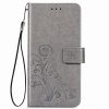 Kryty na mobil | Peňaženkové puzdro Embossing Pattern Štvorlístok fialové – Samsung Galaxy A12 / M12 | Kryty na mobil