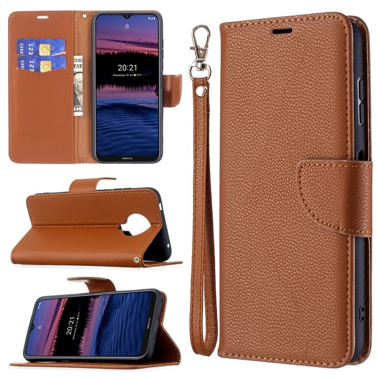 Peňaženkové puzdro Fancy Litchi hnedé – Nokia G10 / G20 | Kryty na mobil Kryty na mobil | Peňaženkové puzdro Fancy Litchi hnedé – Nokia G10 / G20 | Kryty na mobil