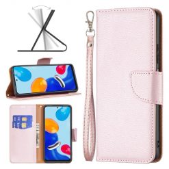 Kryty na mobil | Peňaženkové puzdro Fancy Litchi bledoružové – Xiaomi Redmi Note 11 (4G) / 11S | Kryty na mobil