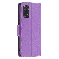 Kryty na mobil | Peňaženkové puzdro Fancy Litchi fialové – Xiaomi Redmi Note 11 (4G) / 11S | Kryty na mobil