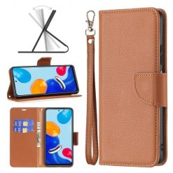 Kryty na mobil | Peňaženkové puzdro Fancy Litchi hnedé – Xiaomi Redmi Note 11 (4G) / 11S | Kryty na mobil