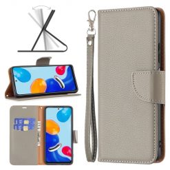 Peňaženkové puzdro Fancy Litchi sivé – Xiaomi Redmi Note 11 (4G) / 11S | Kryty na mobil Kryty na mobil | Peňaženkové puzdro Fancy Litchi sivé – Xiaomi Redmi Note 11 (4G) / 11S | Kryty na mobil