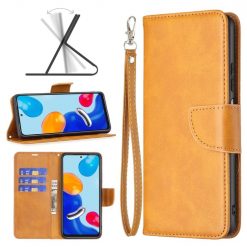 Kryty na mobil | Peňaženkové puzdro Retro Lambskin žlté – Xiaomi Redmi Note 11 (4G) / 11S | Kryty na mobil