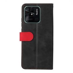 Kryty na mobil | Peňaženkové puzdro Stitching čierno-červené – Xiaomi Redmi 10C | Kryty na mobil