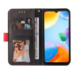 Kryty na mobil | Peňaženkové puzdro Stitching čierno-červené – Xiaomi Redmi 10C | Kryty na mobil