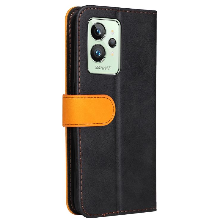 Peňaženkové puzdro Stitching čierno-oranžové – Realme GT 2 Pro | Kryty na mobil Kryty na mobil | Peňaženkové puzdro Stitching čierno-oranžové – Realme GT 2 Pro | Kryty na mobil