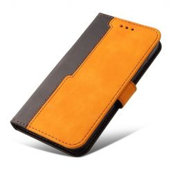 Kryty na mobil | Peňaženkové puzdro Stitching čierno-oranžové – Xiaomi Redmi 10C | Kryty na mobil