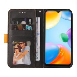 Kryty na mobil | Peňaženkové puzdro Stitching čierno-oranžové – Xiaomi Redmi 10C | Kryty na mobil