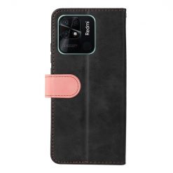 Peňaženkové puzdro Stitching čierno-ružové – Xiaomi Redmi 10C | Kryty na mobil Kryty na mobil | Peňaženkové puzdro Stitching čierno-ružové – Xiaomi Redmi 10C | Kryty na mobil