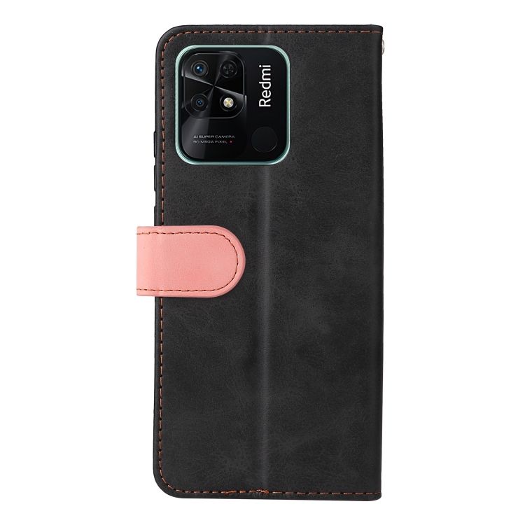 Peňaženkové puzdro Stitching čierno-ružové – Xiaomi Redmi 10C | Kryty na mobil Kryty na mobil | Peňaženkové puzdro Stitching čierno-ružové – Xiaomi Redmi 10C | Kryty na mobil