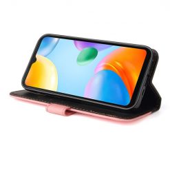 Peňaženkové puzdro Stitching čierno-ružové – Xiaomi Redmi 10C | Kryty na mobil Kryty na mobil | Peňaženkové puzdro Stitching čierno-ružové – Xiaomi Redmi 10C | Kryty na mobil