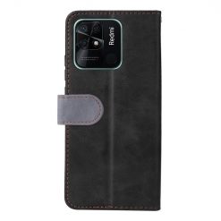 Kryty na mobil | Peňaženkové puzdro Stitching čierno-sivé – Xiaomi Redmi 10C | Kryty na mobil