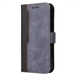 Kryty na mobil | Peňaženkové puzdro Stitching čierno-sivé – Xiaomi Redmi 10C | Kryty na mobil