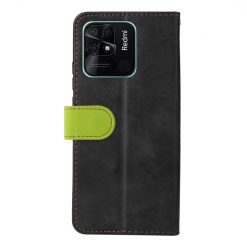 Kryty na mobil | Peňaženkové puzdro Stitching čierno-zelené – Xiaomi Redmi 10C | Kryty na mobil