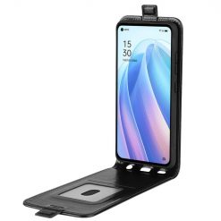 Kryty na mobil | Vyklápacie puzdro Vertical flip case čierne – Oppo Reno7 5G (Reno 7 5G) | Kryty na mobil