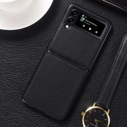Kožený kryt Smart Skin čierny – Samsung Galaxy Z Flip 4