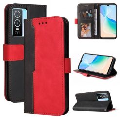 Peňaženkové puzdro Stitching čierno-červené – Vivo Y76 5G | Kryty na mobil Kryty na mobil | Peňaženkové puzdro Stitching čierno-červené – Vivo Y76 5G | Kryty na mobil